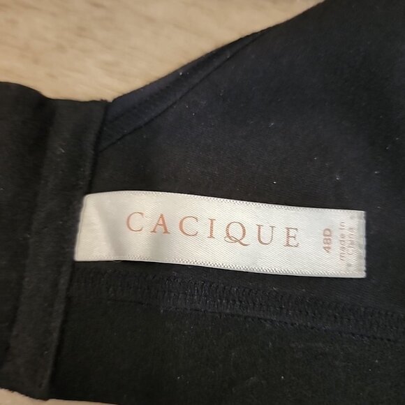 Cacique Unlined Full Coverage No Wire Bra 48D Black Wireless - Picture 3 of 4